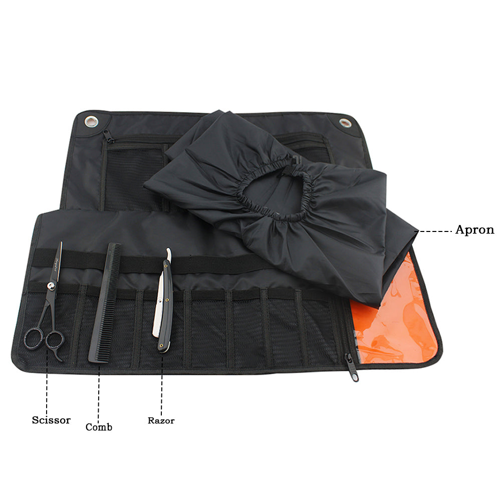 Complete Barber Kit with Cut Throat Razor, Off-Set Scissors & Washbag