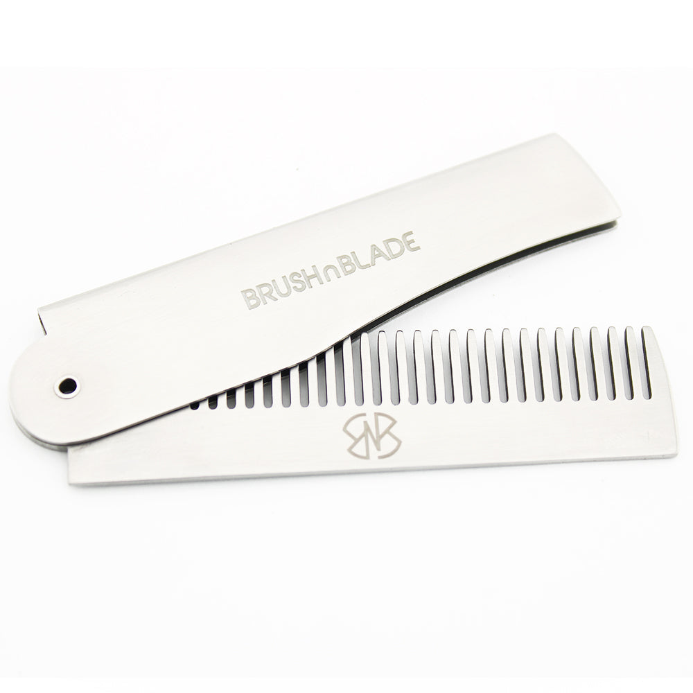 Stainless Steel Folding Pocket Beard Comb for Men