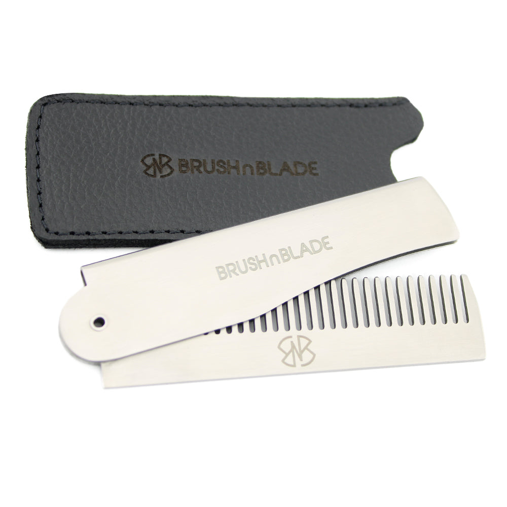 Stainless Steel Folding Pocket Beard Comb for Men
