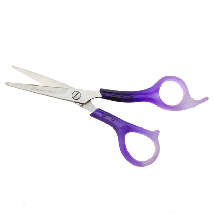 6" Purple Hair Cutting Scissors Fixed Screws with Leather Case