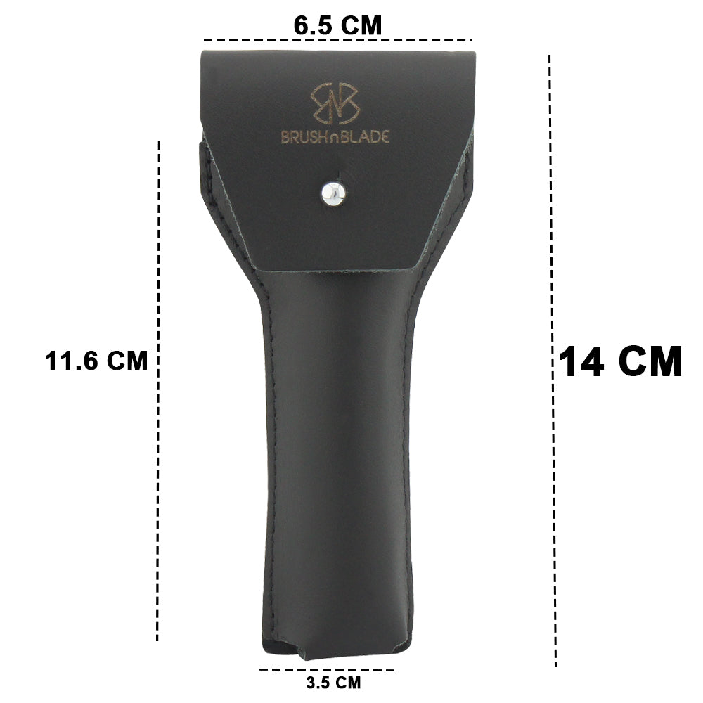 Black Leather Pouch for Double Edge Safety Razor