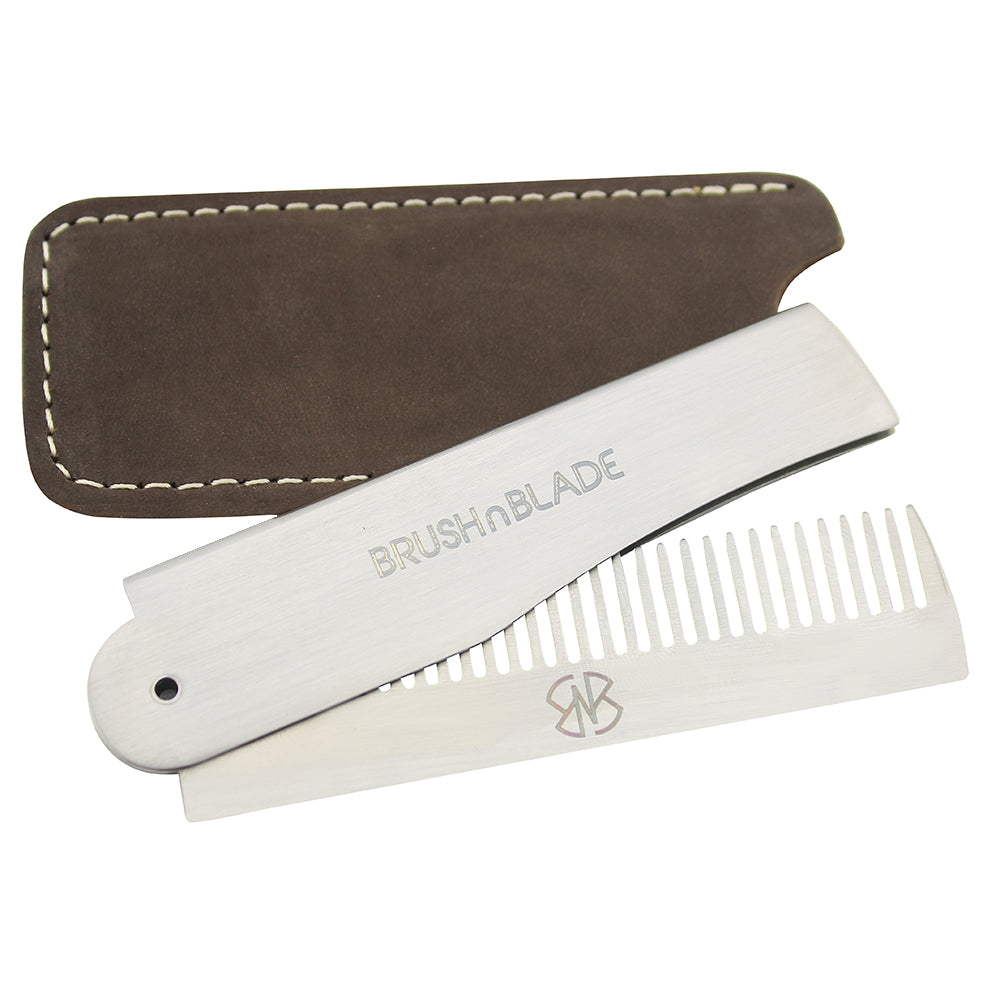 Stainless Steel Folding Pocket Beard Comb for Men