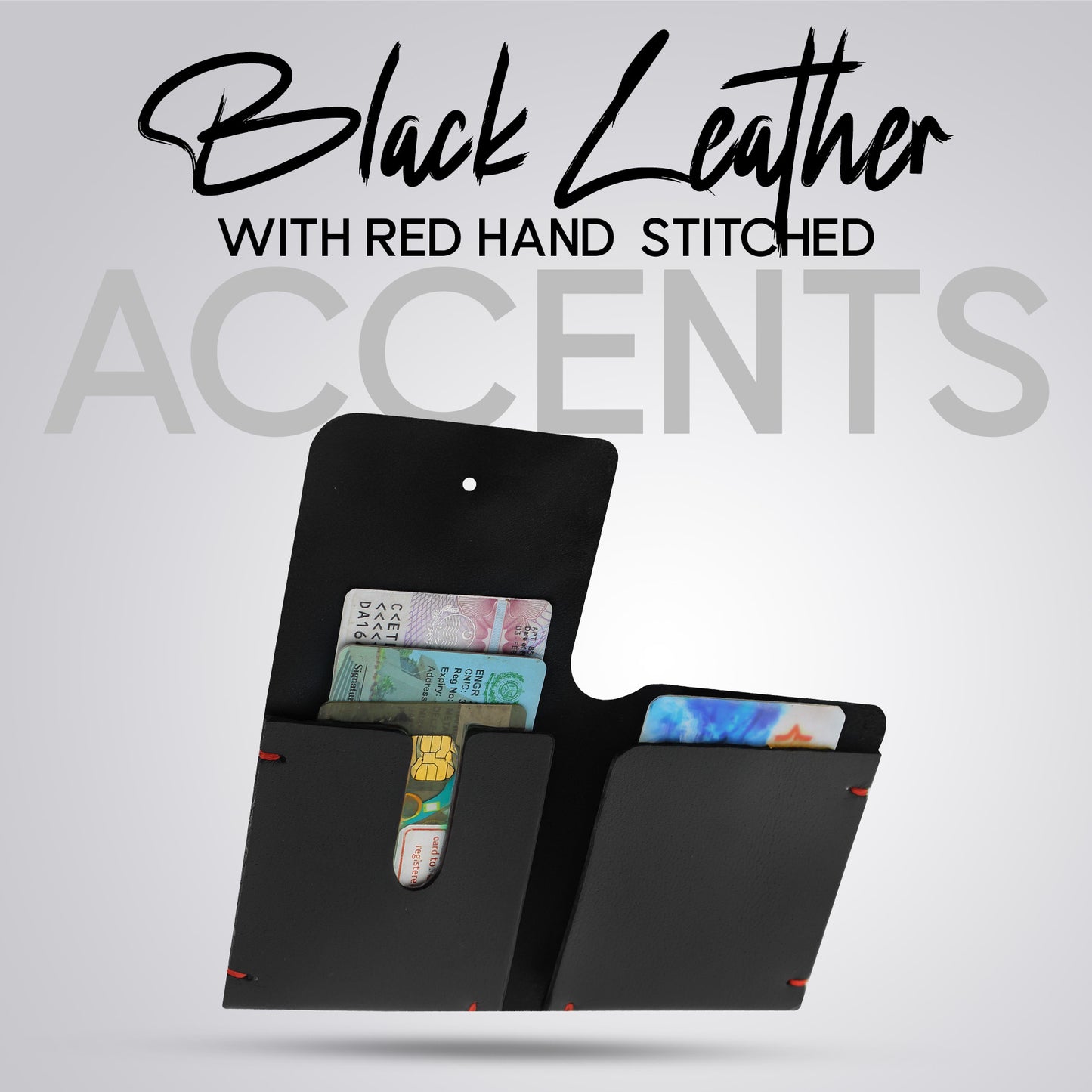 Card Holder Black Textured and Plain Leather Slim Wallet