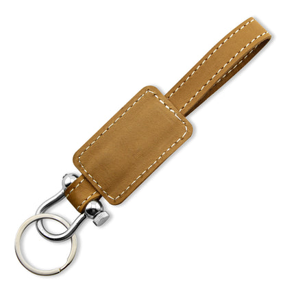 Plain Genuine Leather Edison Keychain in Camel Brown & Black
