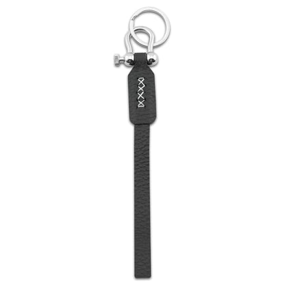 Keychain Leather Bond in textured Black with white thread