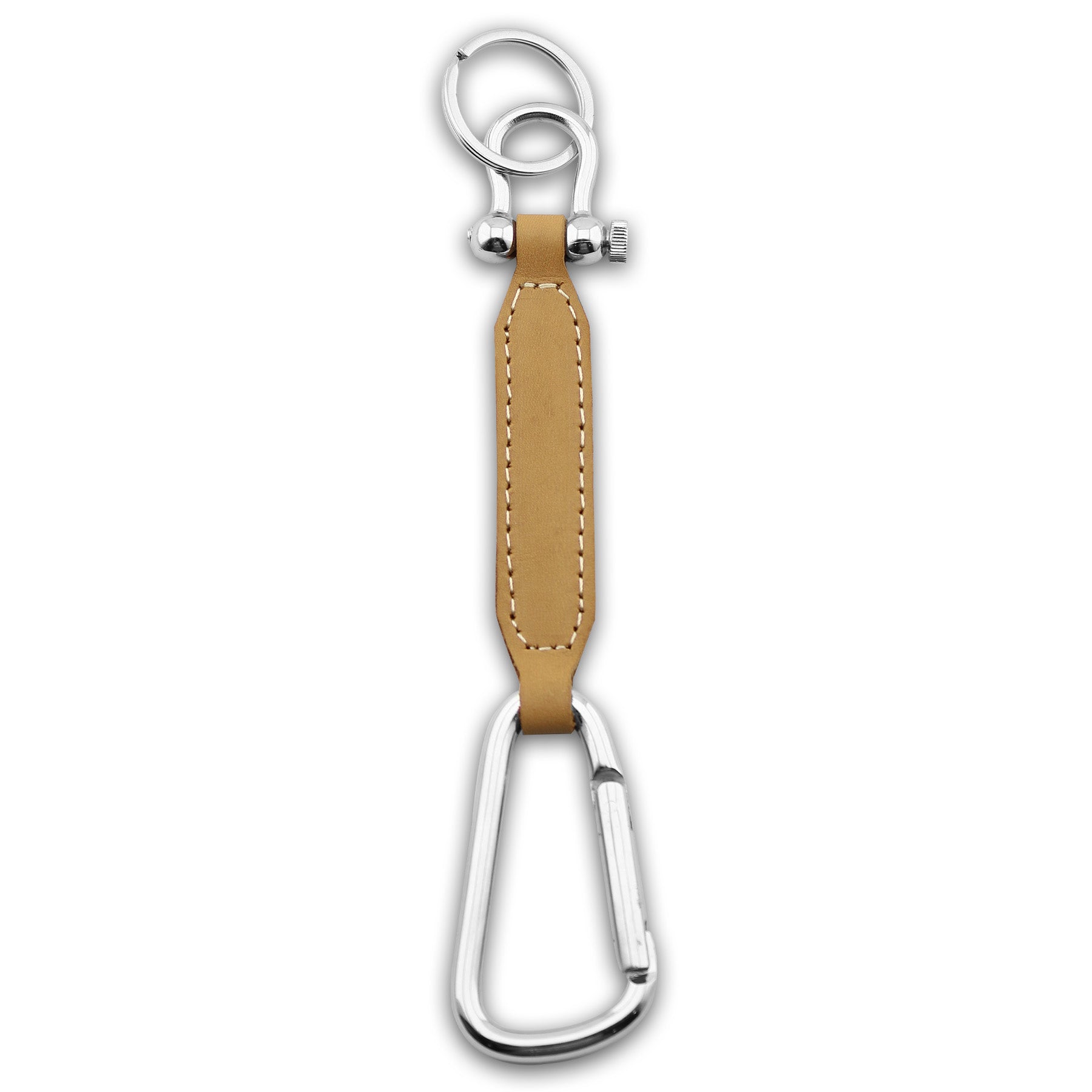 Keychain Leather Louvre in Plain Camel