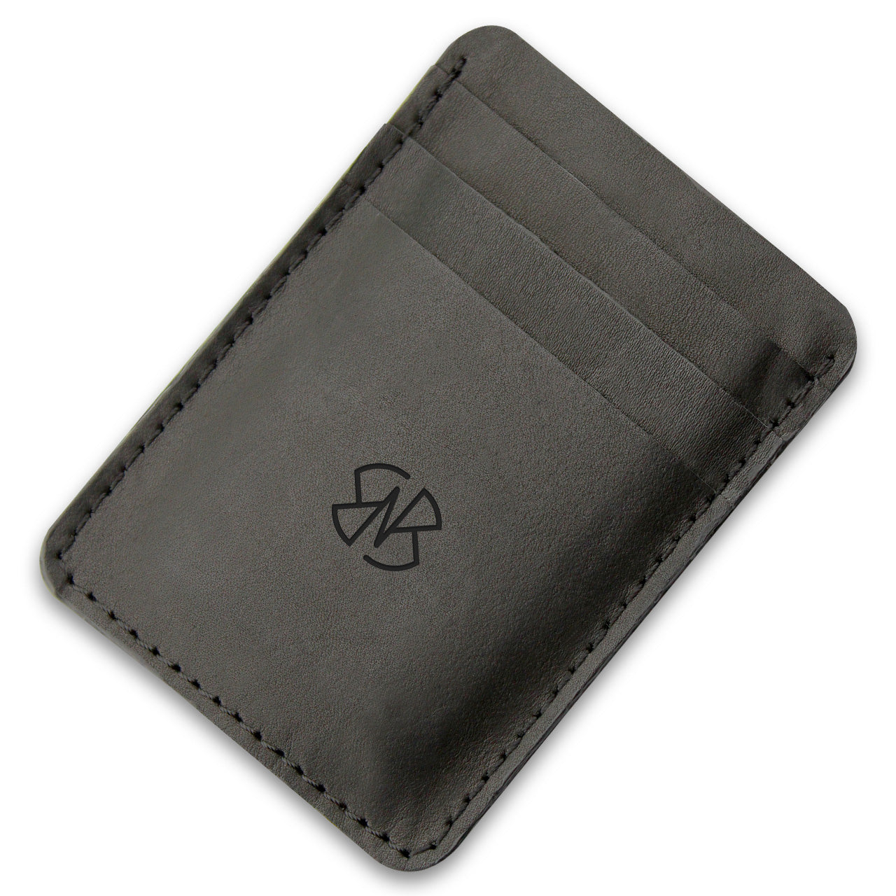 Leather Card Holder in Plain Black and Textured Black Finish