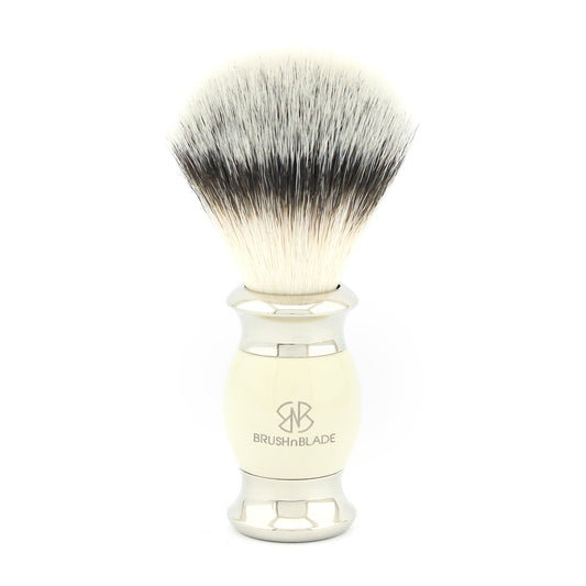 Lee Silver Synthetic Shaving Brush with Ivory Handle