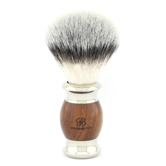 Lee Silver Synthetic Shaving Brush with Wood Handle
