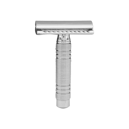 Lightweight DE razor ideal for grooming on the go

