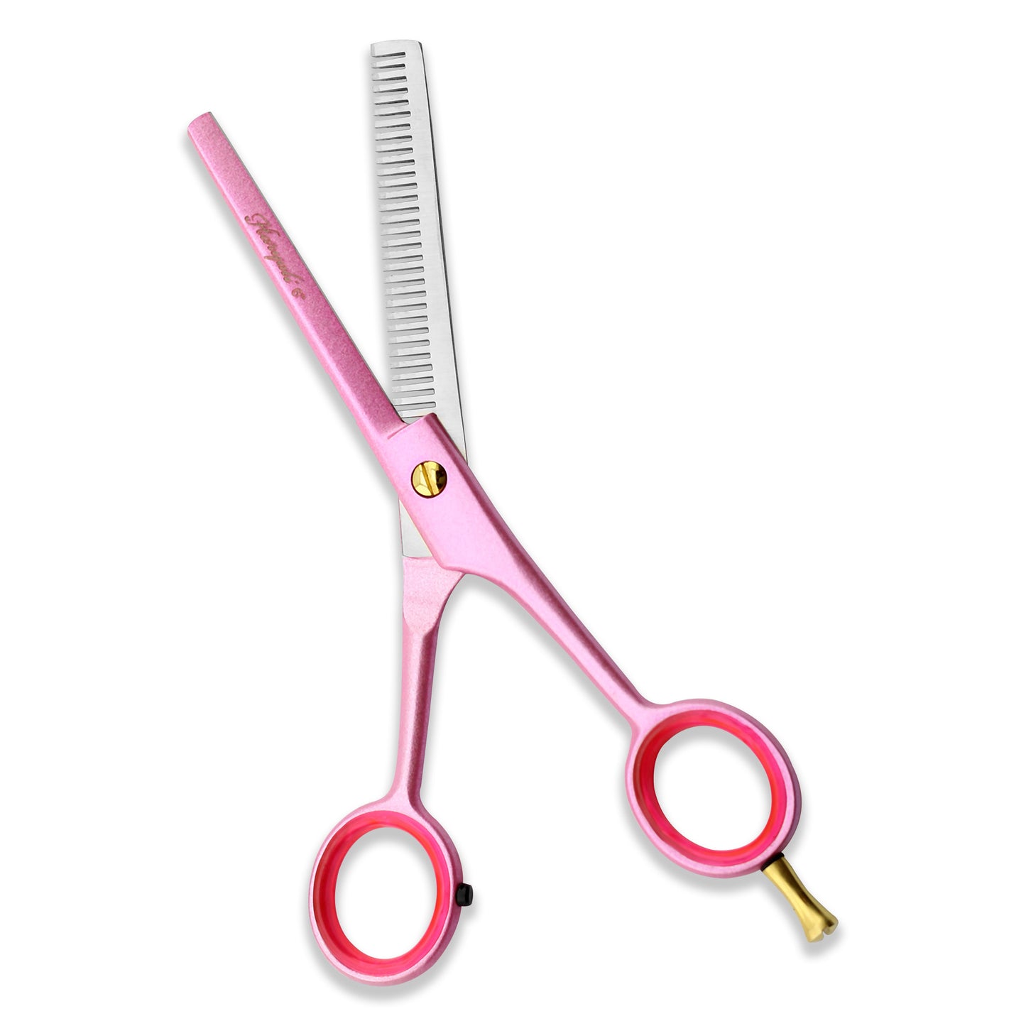 Lightweight pink thinning scissors for smooth, damage-free cuts