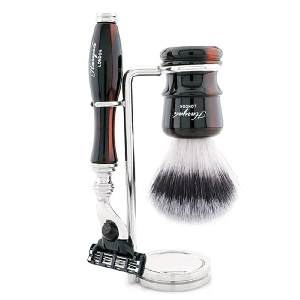 Lincoln 3 Piece Wet Shaving Kit with Silver Synthetic Brush