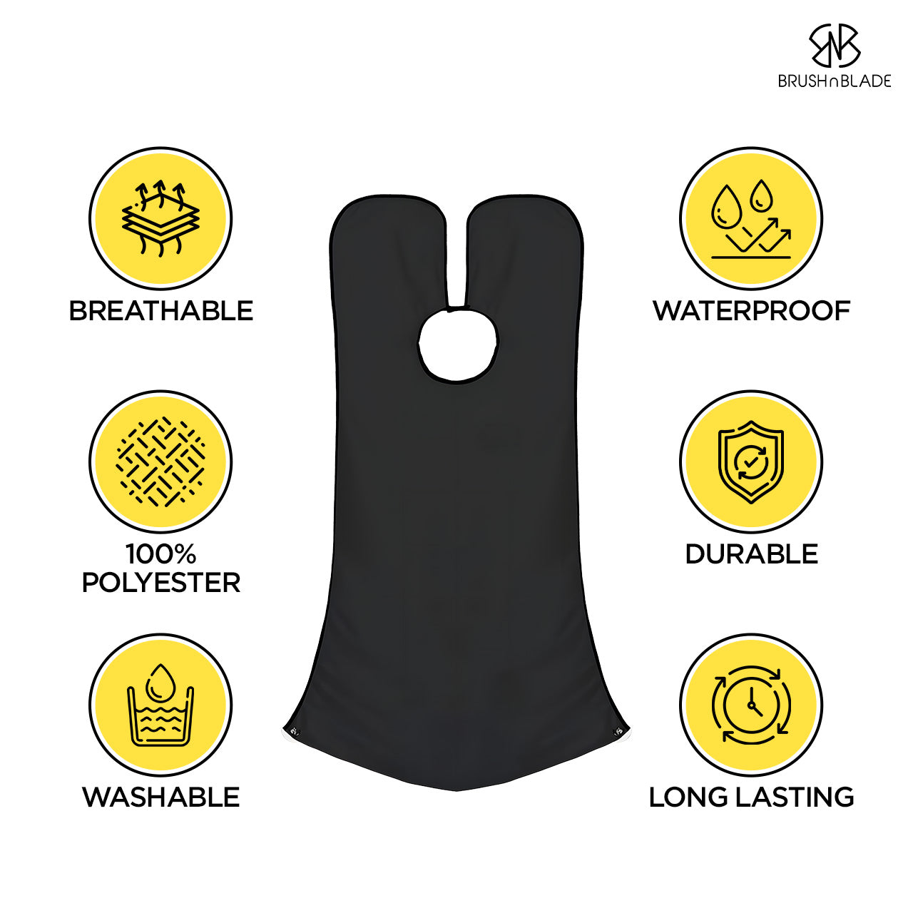 Mess-free beard apron with strong mirror suction grip

