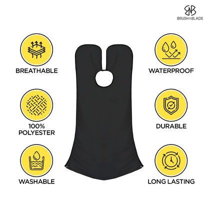 Mess-free beard apron with strong mirror suction grip

