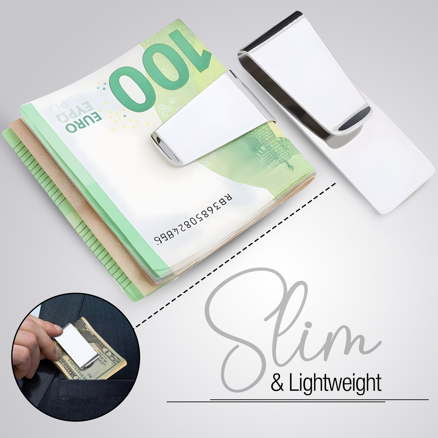 Money Clipper Stainless Steel Slim Cash Holder