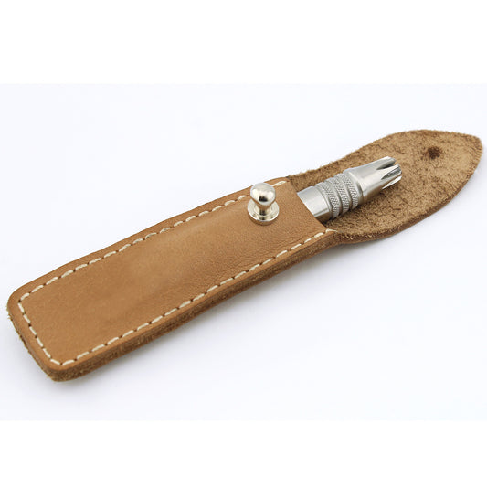 Nose Trimmer with Leather Pouch in Brown