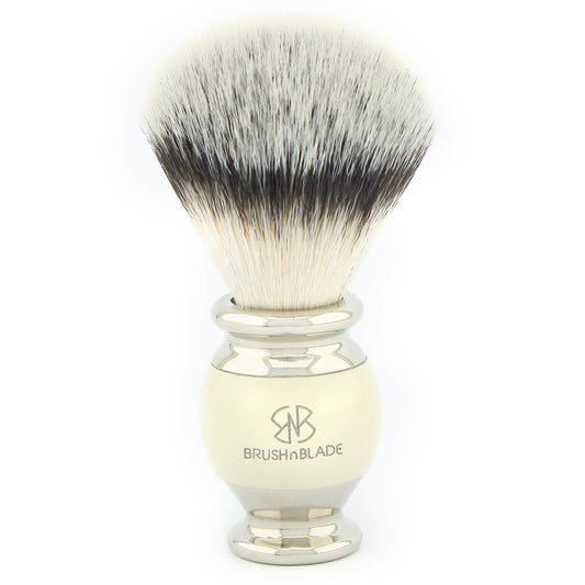 OBH Silver Synthetic Shaving Brush with Ivory Handle