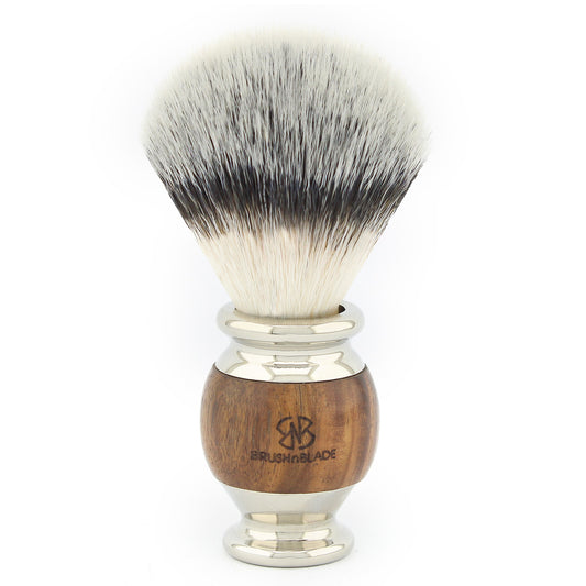OBH Silver Synthetic Shaving Brush with Wood Handle