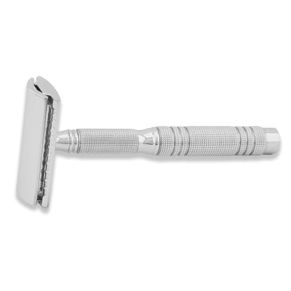 Portable double edge razor for travel shaving

