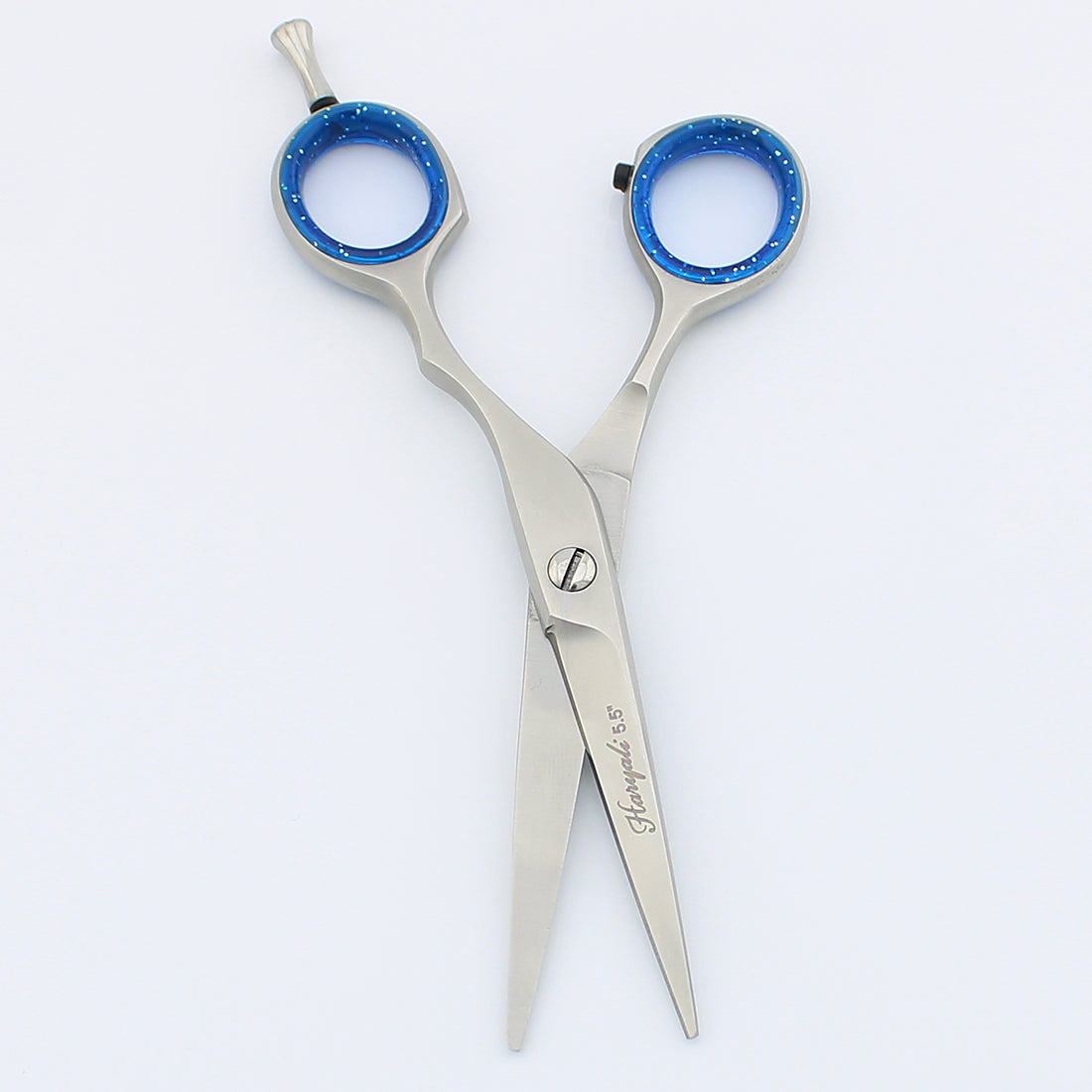Professional 5.5-inch chrome hair cutting scissors offering smooth cutting performance without snagging