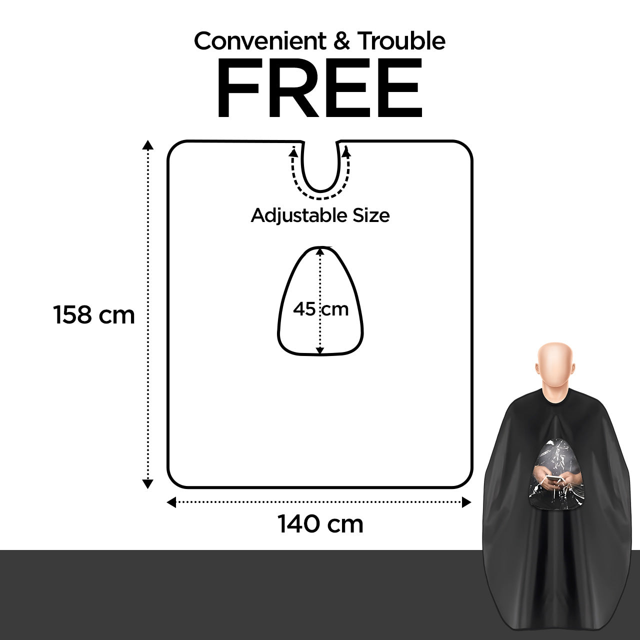 Professional black apron with clear phone slot

