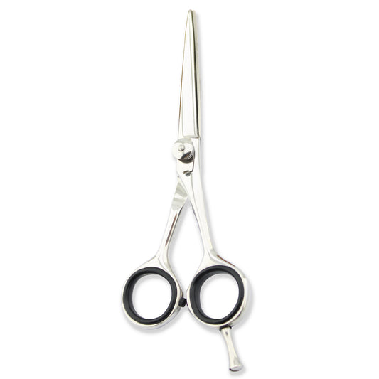 Silver 5.5” Hairdressing Razor Scissors with Black Grip
