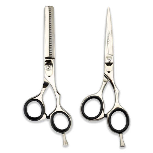 Silver 5.5” Offset Hairdressing Scissors Set with Adjustable Screws at Brush n blade