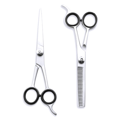 Silver 6.5” Hairdressing Scissors Set with Adjustable Screws