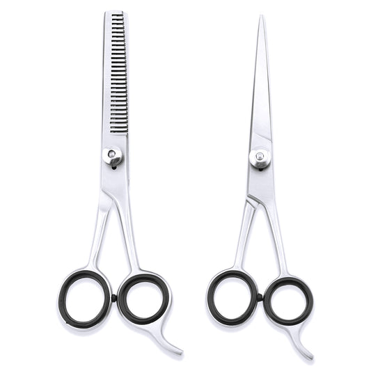 Silver 6.5” Hairdressing Scissors Set with Adjustable Screws at bnb