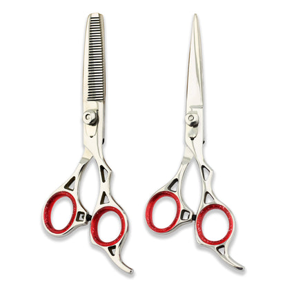 Silver 6.5” Offset Hairdressing Scissors Set with Adjustable Screws at bnb