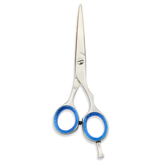 Silver Hairdressing Razor Scissors with Blue Bands 5.5 Inch