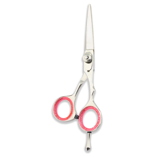 Silver Red 5.5” Hair Dressing Razor Scissors with Adjustable Screw