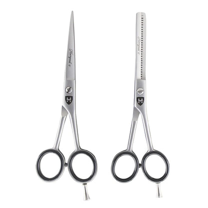 Stainless Steel Hair Cutting and Thinning Scissors Set with Finger Rings
