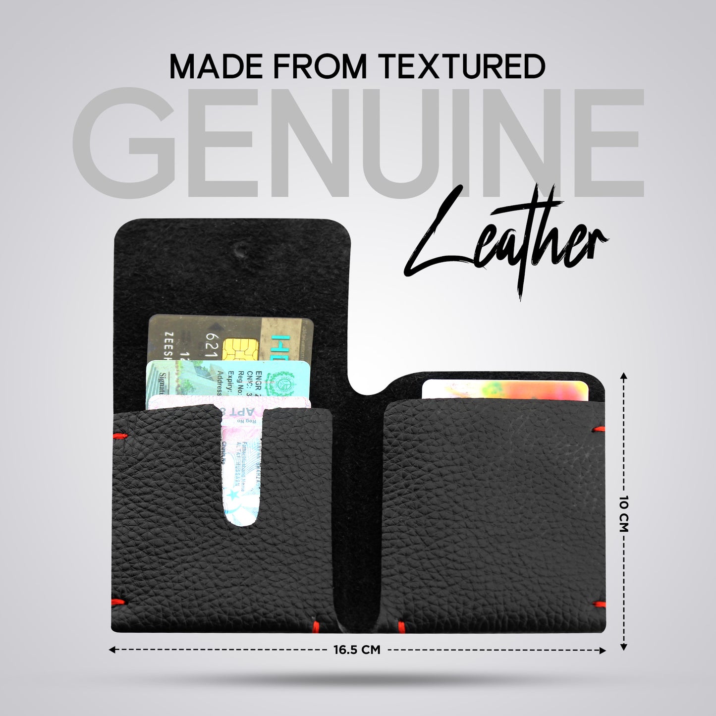 Textured Black Leather Card Holder Slim Design