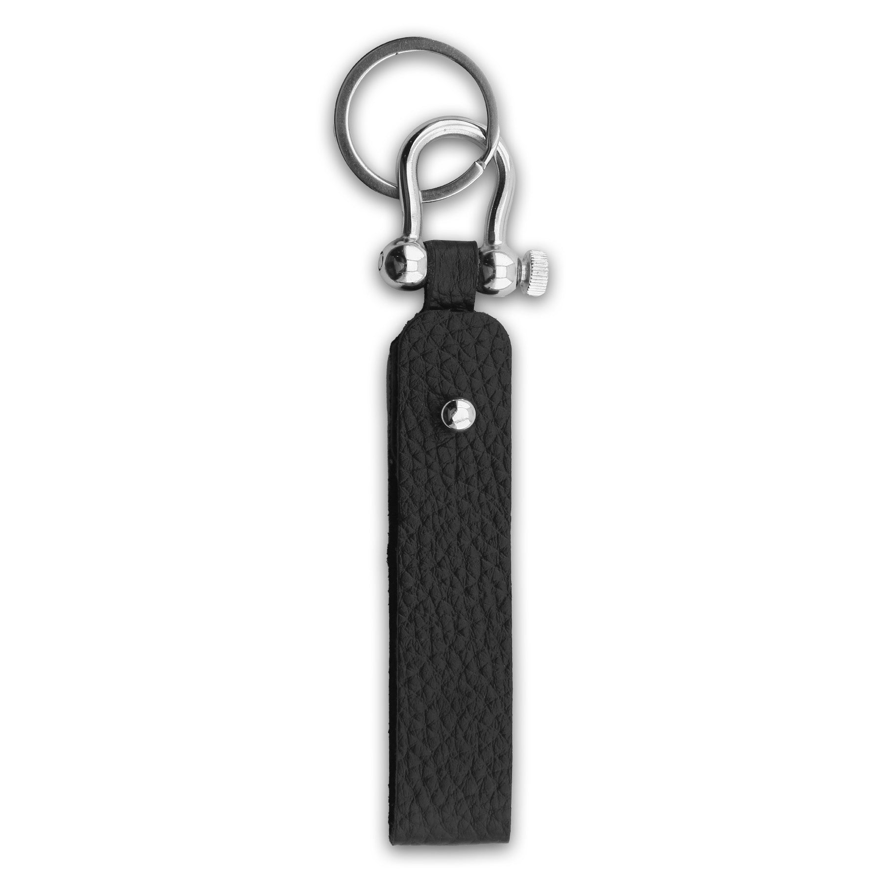 Textured black leather Gatsby keyring accessory