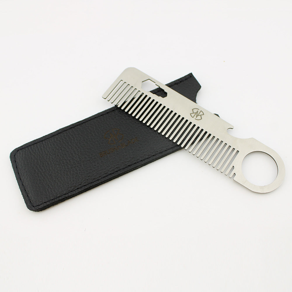 Travel-friendly stainless steel comb with protective pouch