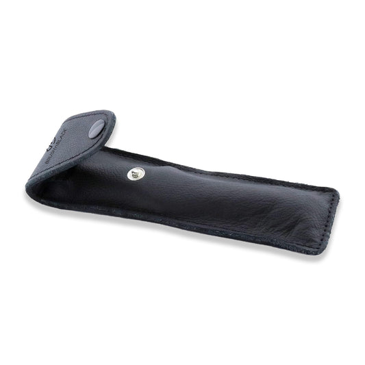 Travel case for straight razor in black leather