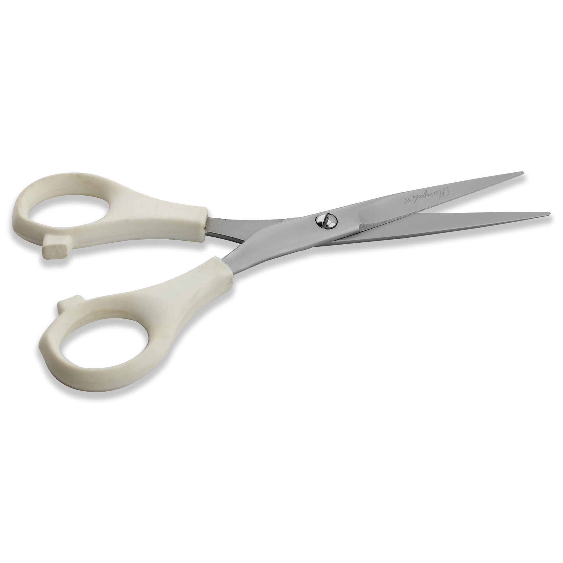 White Hairdressing Scissors 6 Inch with Fixed Screws