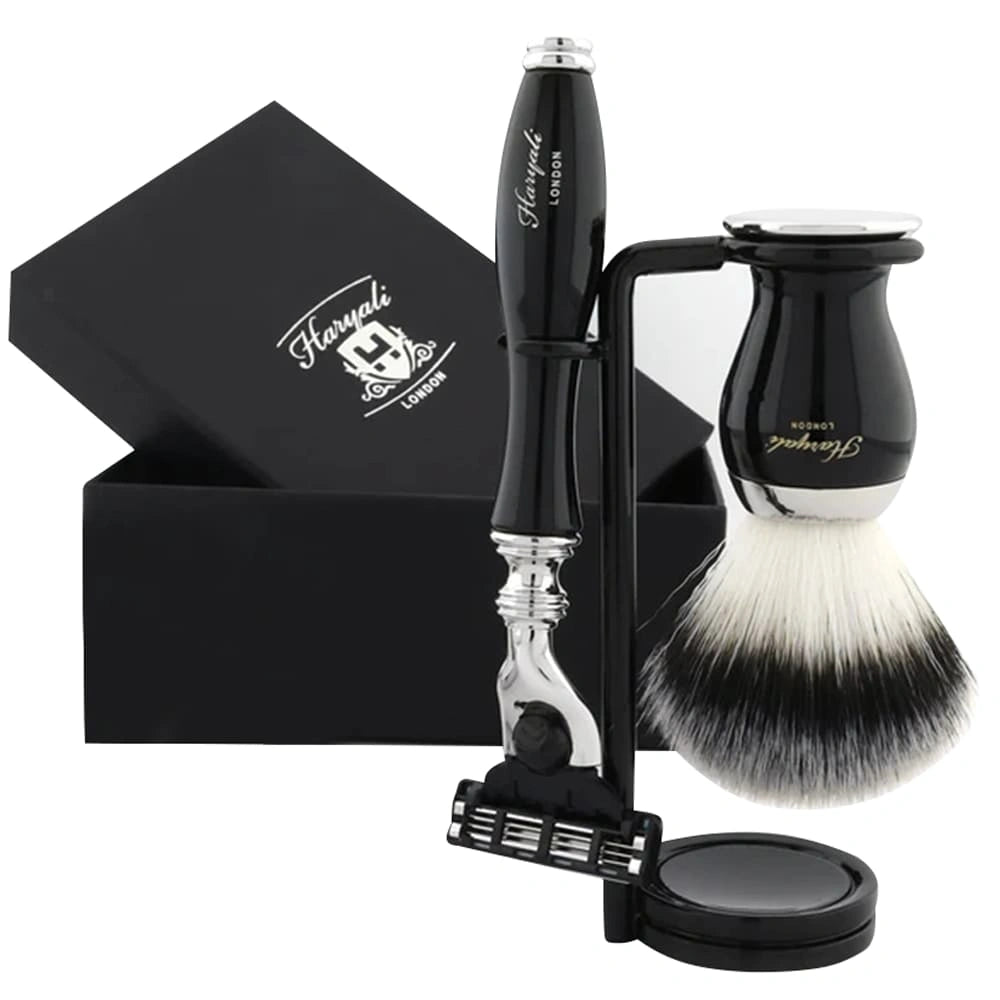 Aspire 3 Pc Vegan Silver Brush Shaving Set for Men