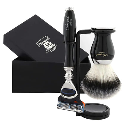 Aspire 3 Pc Vegan Silver Brush Shaving Set for Men