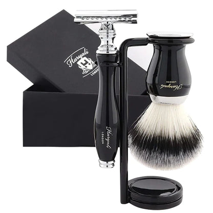 Aspire 3 Pc Vegan Silver Brush Shaving Set for Men