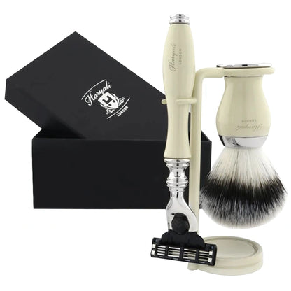Aspire 3 Pc Vegan Silver Brush Shaving Set for Men