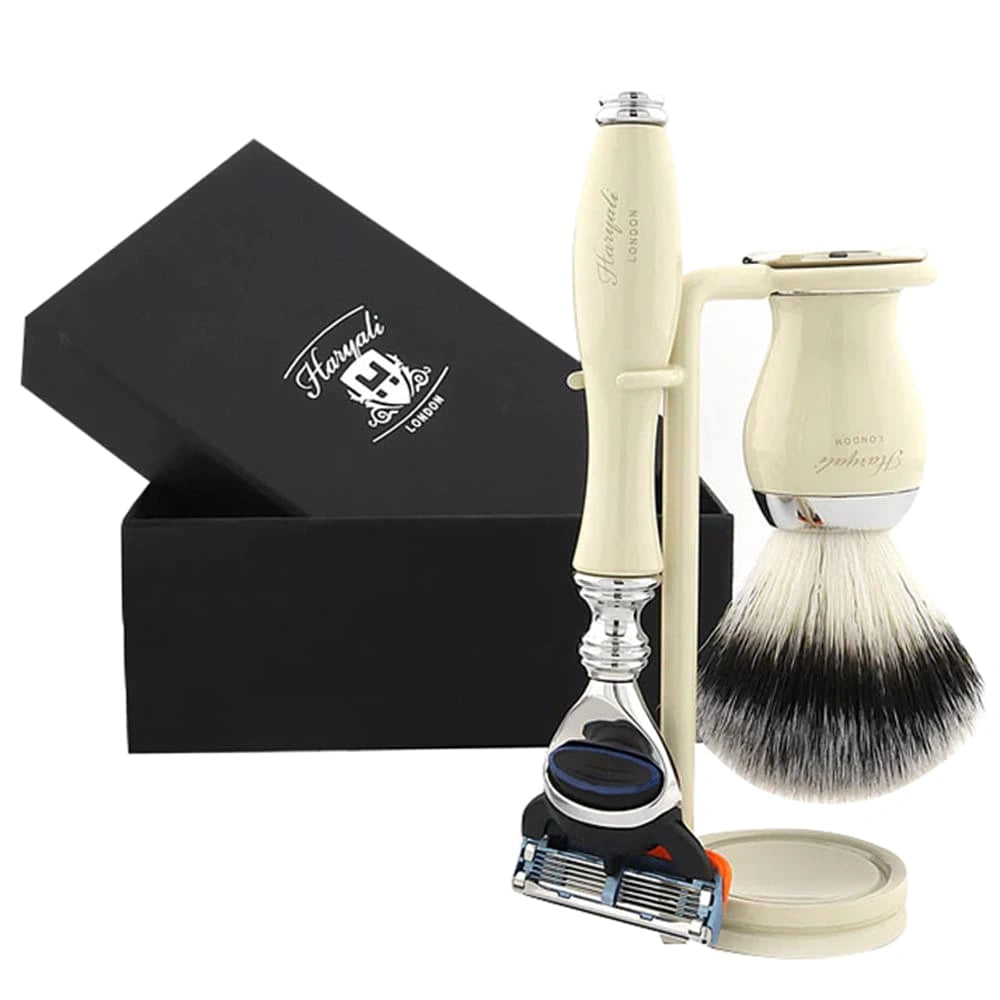 Aspire 3 Pc Vegan Silver Brush Shaving Set for Men