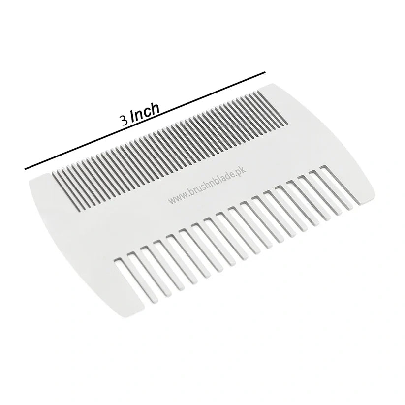 Stainless Steel EDC Dual Action Pocket Hair & Beard Comb