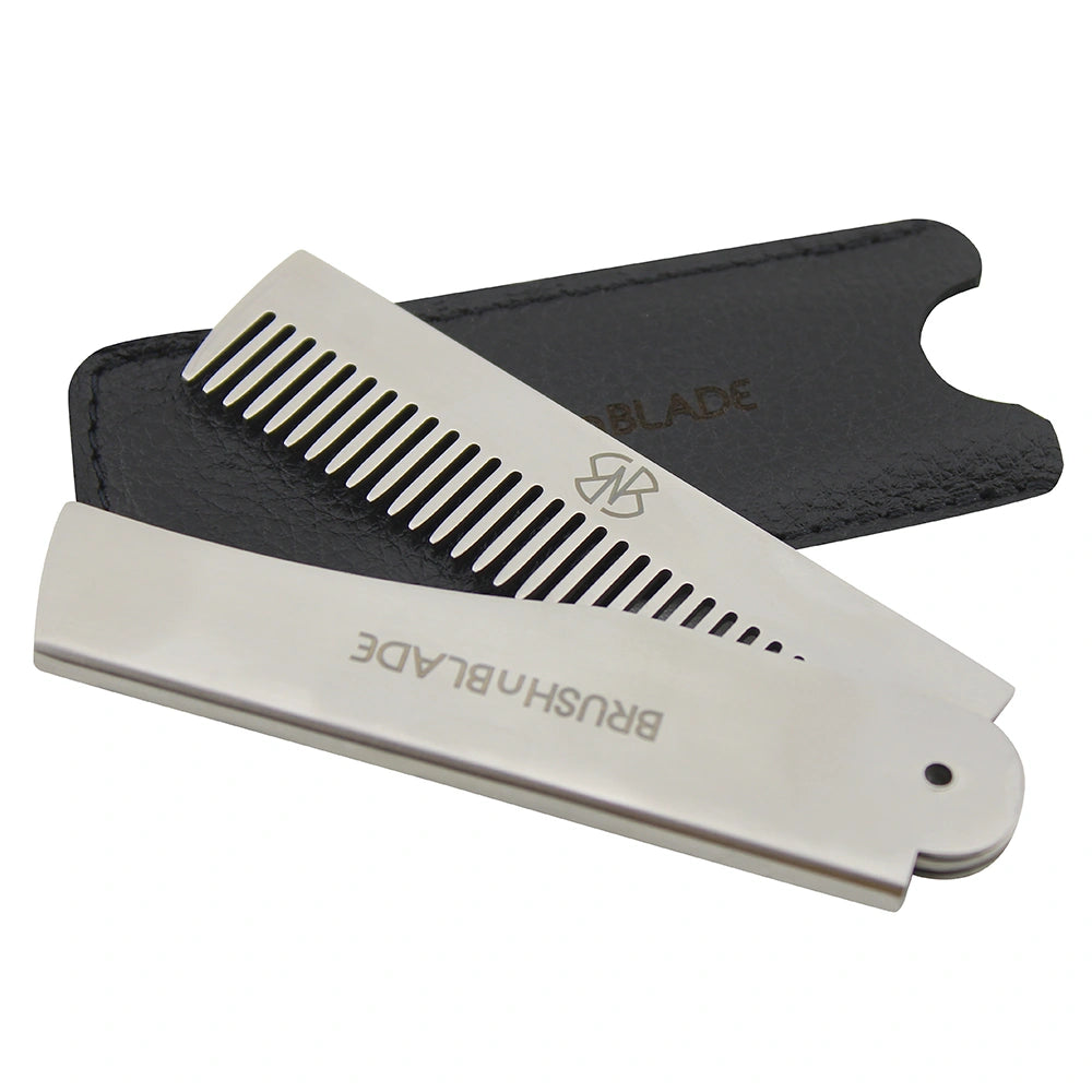 Stainless Steel Folding Pocket Beard Comb for Men
