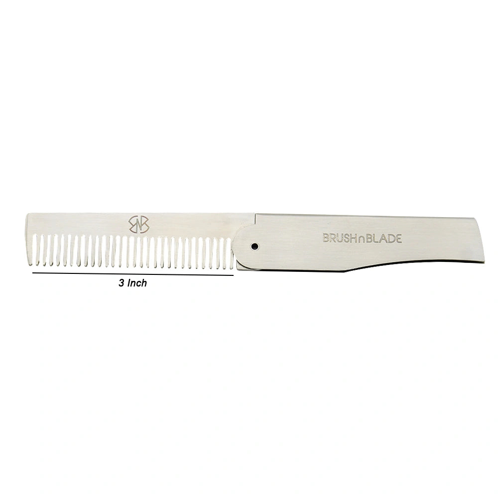 Stainless Steel Folding Pocket Beard Comb for Men