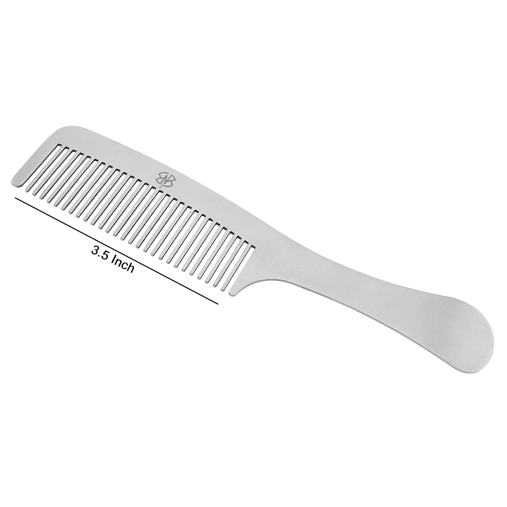 Stainless Steel Hair Comb 3.5-Inch with Leather Pouch