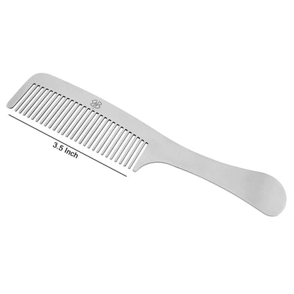 Stainless Steel Hair Comb 3.5-Inch with Leather Pouch