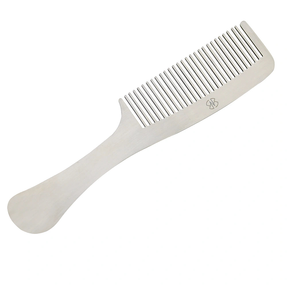 3.9" Stainless Steel Tetsuki Silver Hair Comb Long Handle