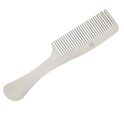3.9" Stainless Steel Tetsuki Silver Hair Comb Long Handle